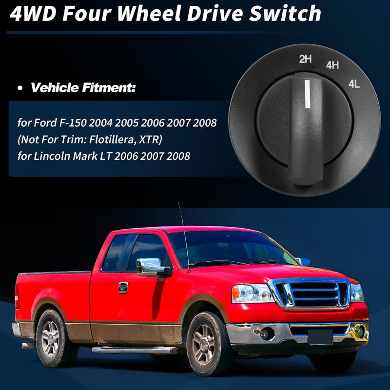 SWITCHRISE 4x4 4WD Switch for Ford F-150 2004-2008 for Lincoln Mark LT 2006-2008 Four Wheel Drive Selector Control Switch Knob Replace 4L3Z-14B166-BA/7L3Z-14B166-BA - Image 2